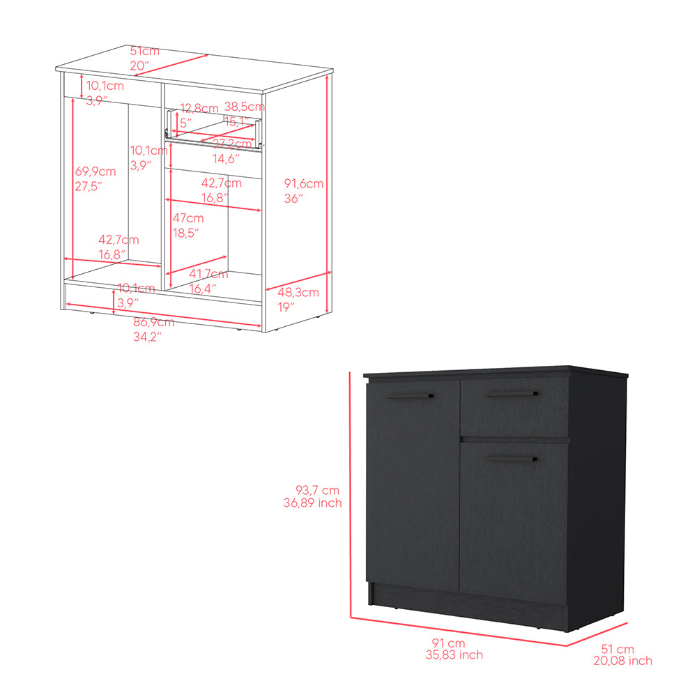 Multi-Functional Dresser Carlin, Top Surface as TV Stand, Black Wengue Finish