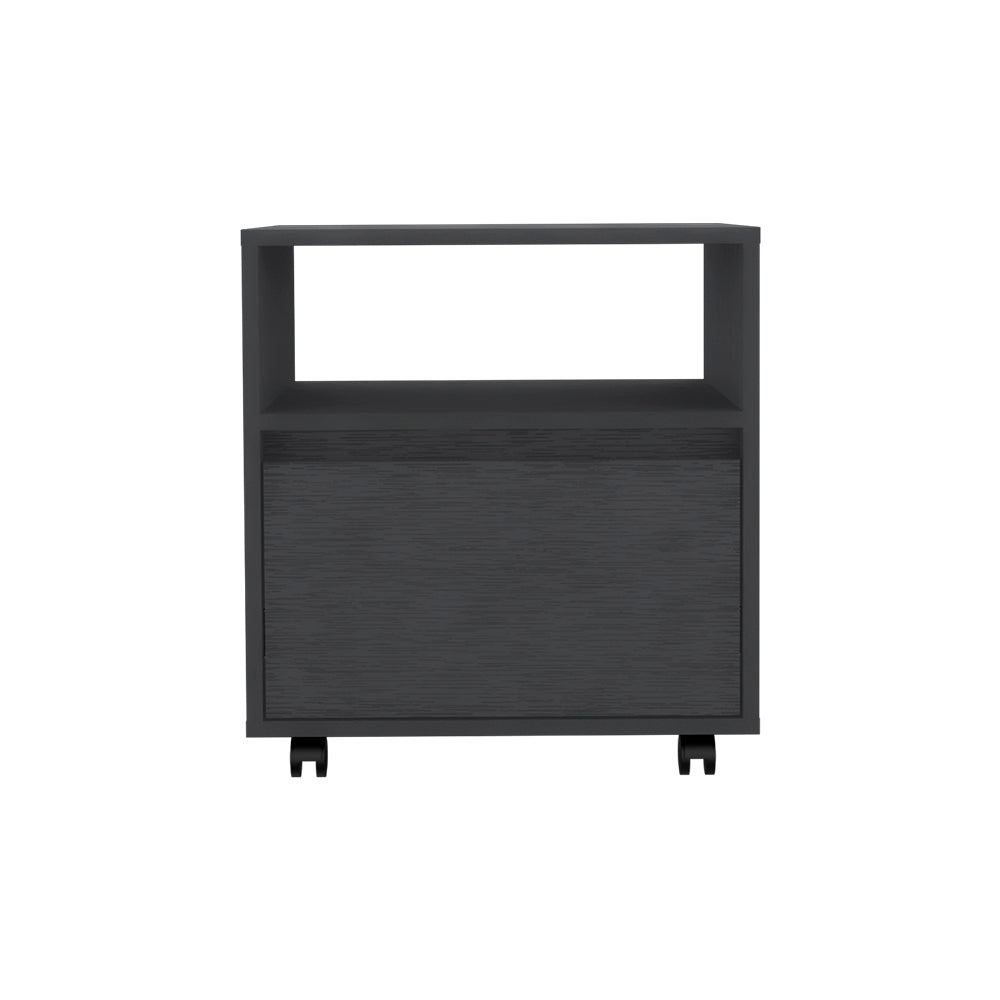 Nightstand Munyochi, One Drawer, Black Wengue Finish