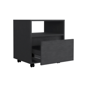 Nightstand Munyochi, One Drawer, Black Wengue Finish