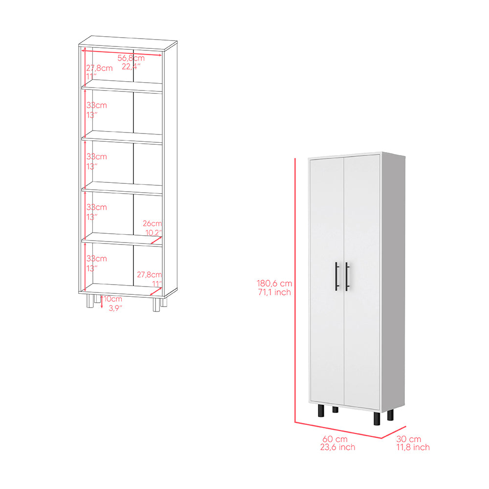 Multistorage Manacor, Five Shelves, White Finish