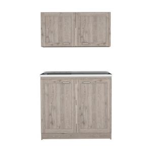 Cabinet Set Zeus, Two Shelves, Light Gray Finish