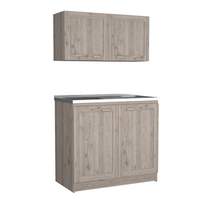 Cabinet Set Zeus, Two Shelves, Light Gray Finish