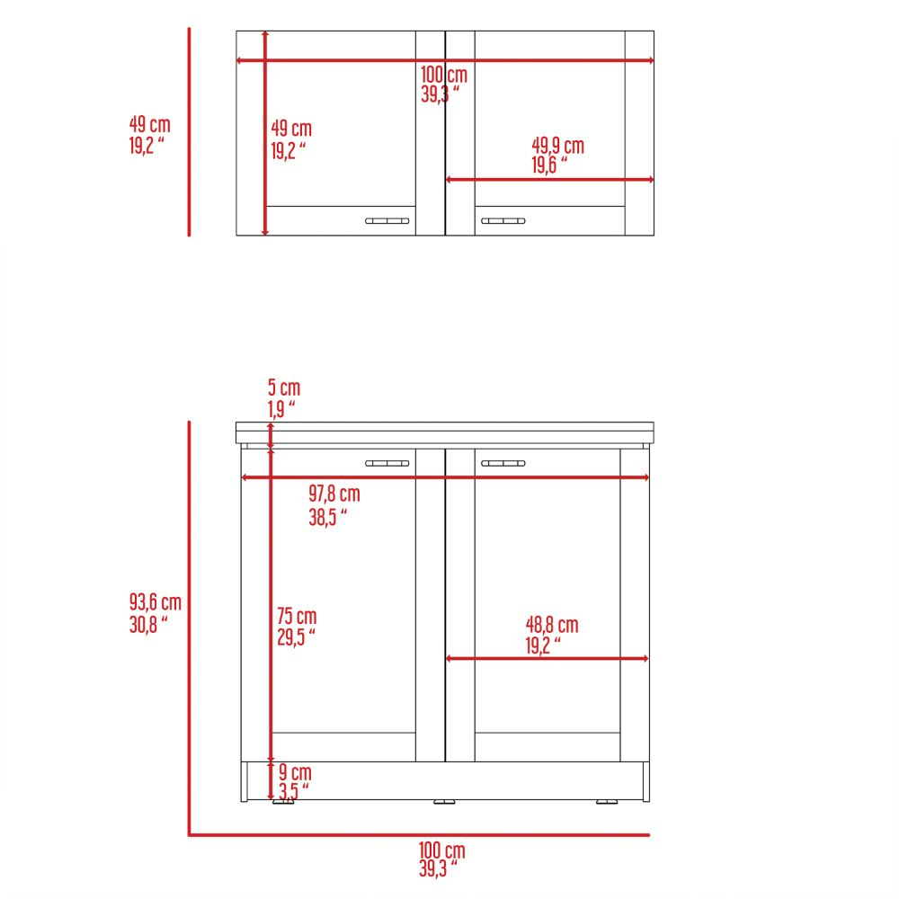 Cabinet Set Zeus, Two Shelves, Light Gray Finish