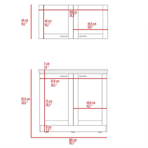 Cabinet Set Zeus, Two Shelves, Light Gray Finish