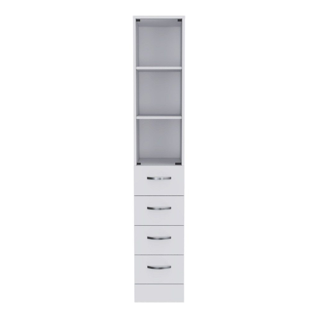 Linen Cabinet Artic, Three Shelves, Single Door, White Finish