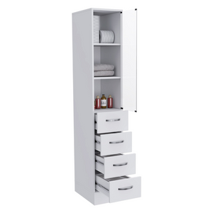 Linen Cabinet Artic, Three Shelves, Single Door, White Finish