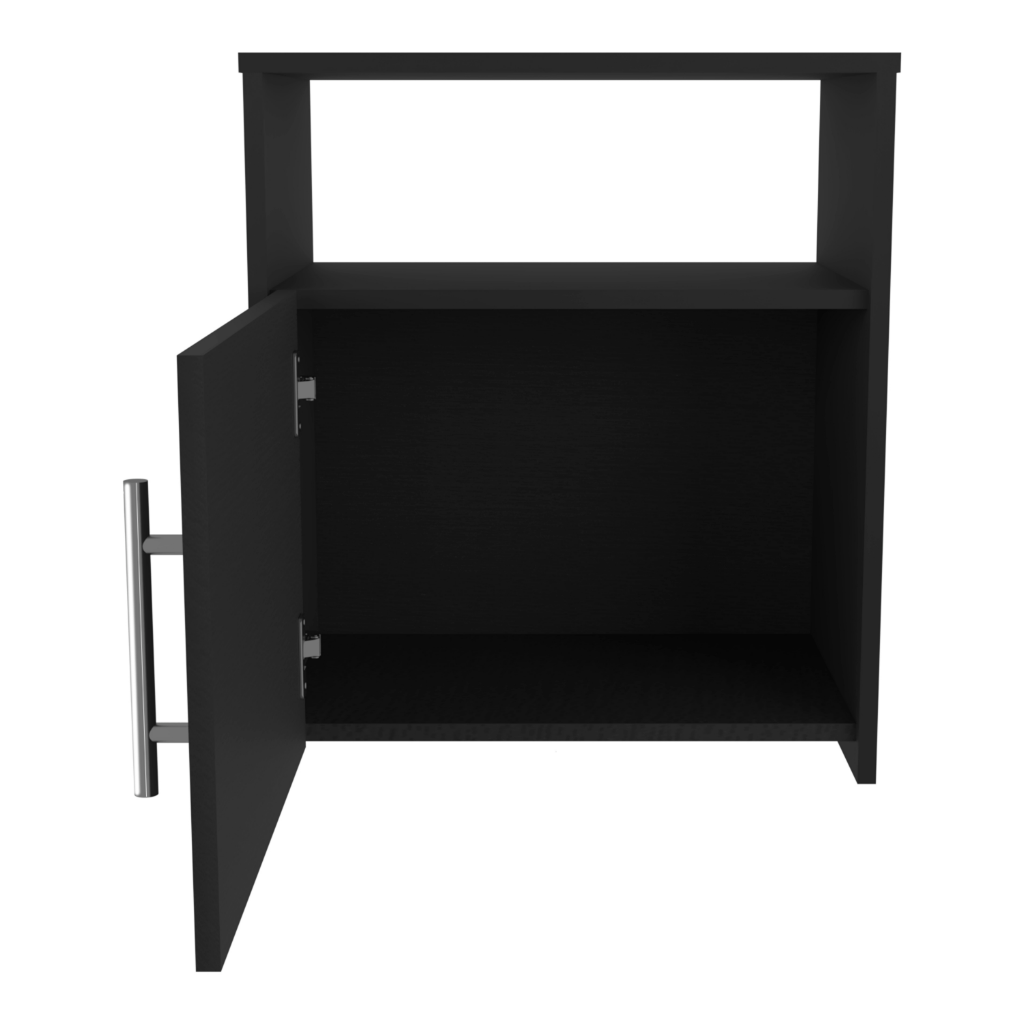 Nightstand Cuarzz, One Cabinet, Black Wengue Finish