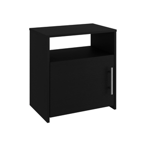 Nightstand Cuarzz, One Cabinet, Black Wengue Finish