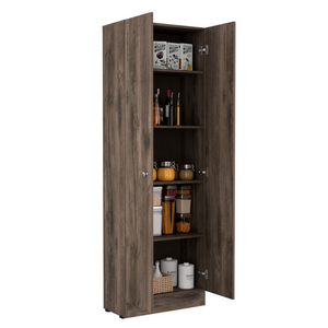 Storage Cabinet Pipestone, Five Shelves, Dark Brown / Black Wengue Finish