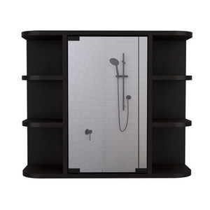 Medicine Cabinet Milano,Six External Shelves Mirror, Black Wengue Finish