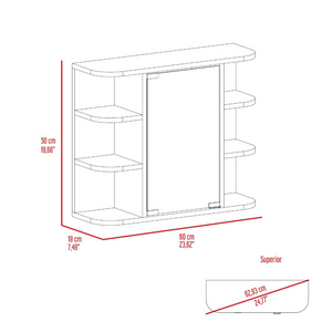 Medicine Cabinet Milano,Six External Shelves Mirror, Black Wengue Finish