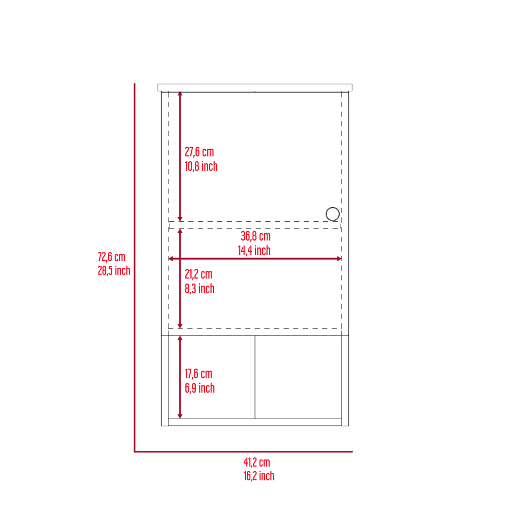 Medicine Cabinet Porto, Two Internal Shelves, Light Oak / White Finish