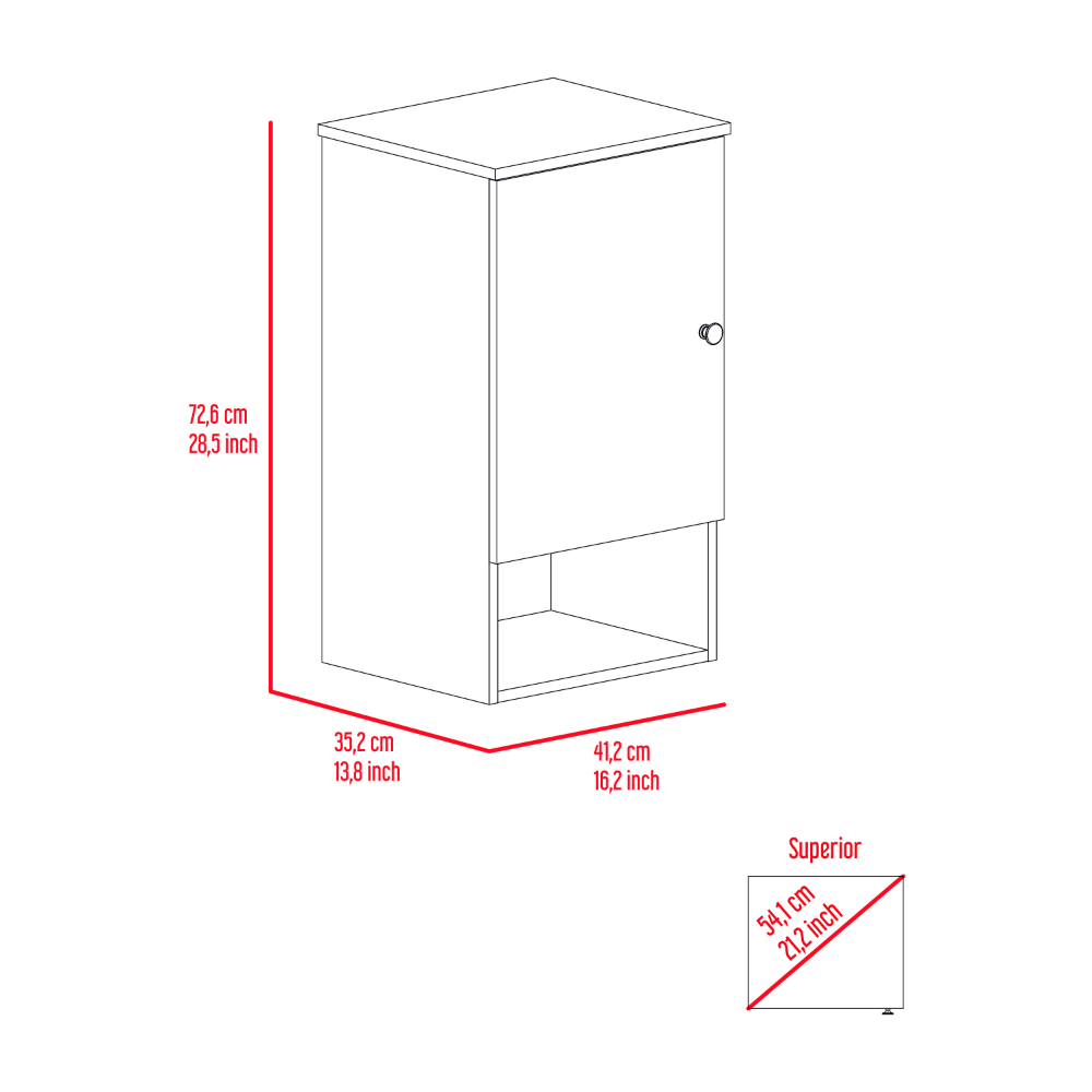 Medicine Cabinet Porto, Two Internal Shelves, Light Oak / White Finish