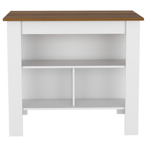 Kitchen Island Dozza, Three Shelves, White / Walnut Finish