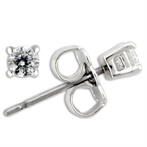 Rhodium 925 Sterling Silver Earrings with AAA Grade CZ  in Clear