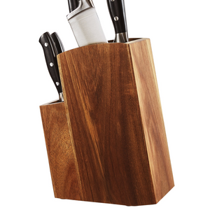 VEVOR Universal Knife Holder, Acacia Wood Knife Block Without Knives, Two-Tier Knife Storage Stand with PP Brush, Extra Large Multifunctional Wooden Knife Organizer, Knife Rack for Kitchen Counter