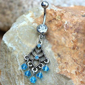 316L Stainless Steel Aqua Chandelier Dangle Navel Ring