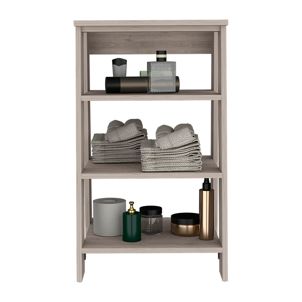 Linen Cabinet Jenne, Four Open Shelves, Light Gray Finish