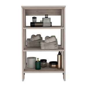 Linen Cabinet Jenne, Four Open Shelves, Light Gray Finish