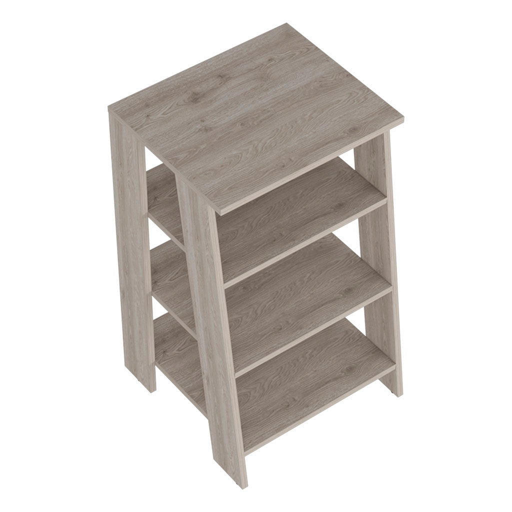 Linen Cabinet Jenne, Four Open Shelves, Light Gray Finish