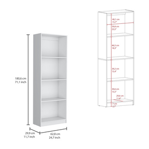 Clawson 4 Piece Living Room Set with 4 Bookcases, White Finish