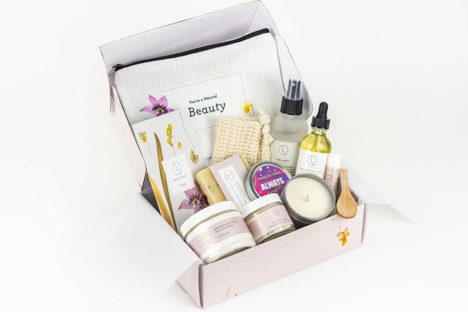 Spa Gift Box, Natural Lavender Bath & Body Relaxing Package for Friend