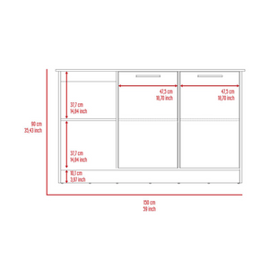 Coral Kitchen Island, Two Cabinets, Four Open Shelves