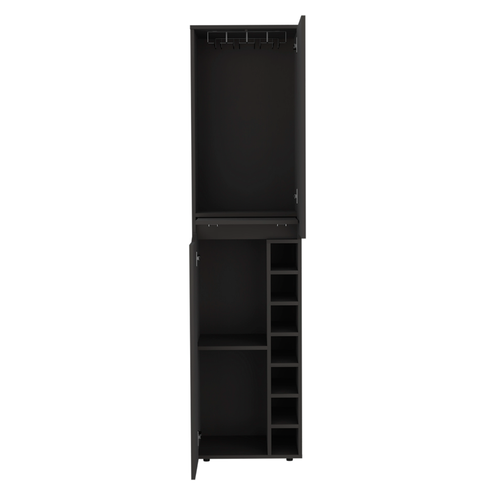 Haora Tall Bar Double Door Cabinet, Seven Wine Cubbies, One Mobile Shelf, Two Interior Shelves