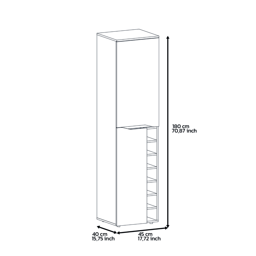 Haora Tall Bar Double Door Cabinet, Seven Wine Cubbies, One Mobile Shelf, Two Interior Shelves