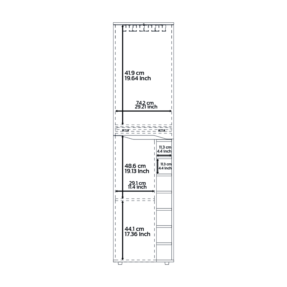 Haora Tall Bar Double Door Cabinet, Seven Wine Cubbies, One Mobile Shelf, Two Interior Shelves