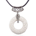 Bright White Circular Lava Stone Pendant Essential Oils Necklace