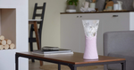 White flowers on ligth pink glass vase for flowers | Painted Art Glass Oval Vase | Table vase 12 inch | Interior Design | Home Decor