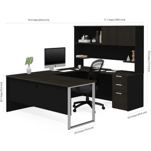 Pro-Concept Plus U-Desk with Hutch in Deep Grey & Black