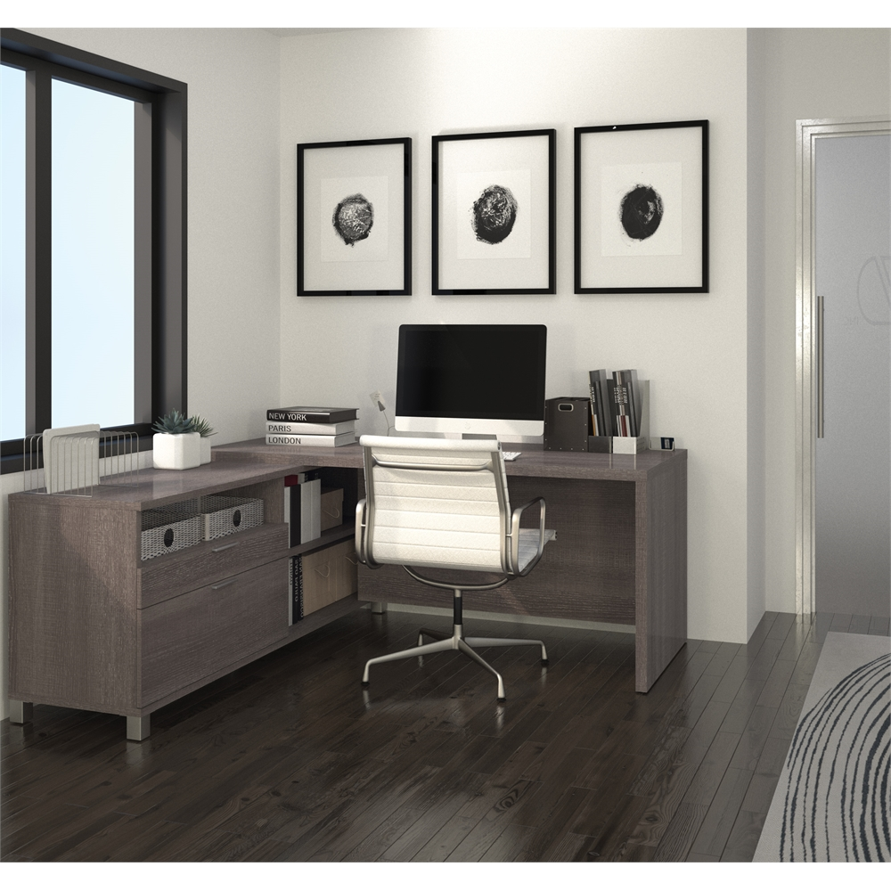 Pro-Linea L-Desk in Bark Gray