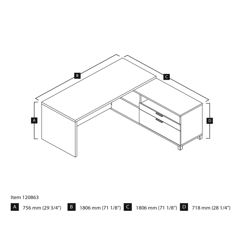 Pro-Linea L-Desk in Bark Gray