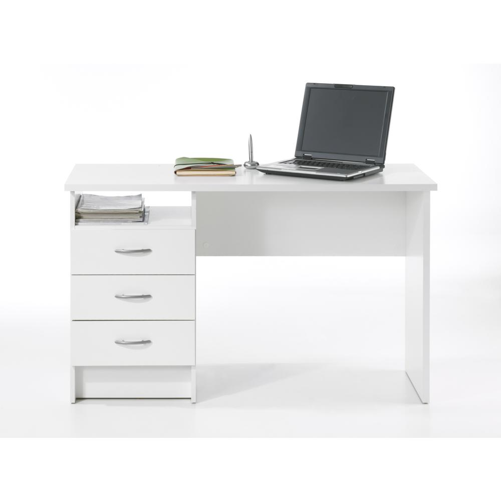 Desk with 3 Drawers, White