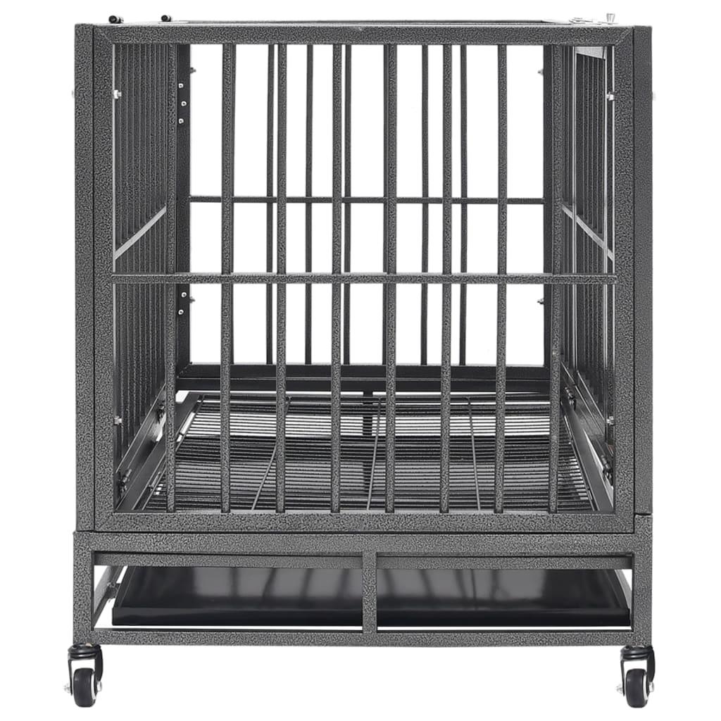 vidaXL Dog Cage with Wheels Steel 40.2"x28.3"x33.5"