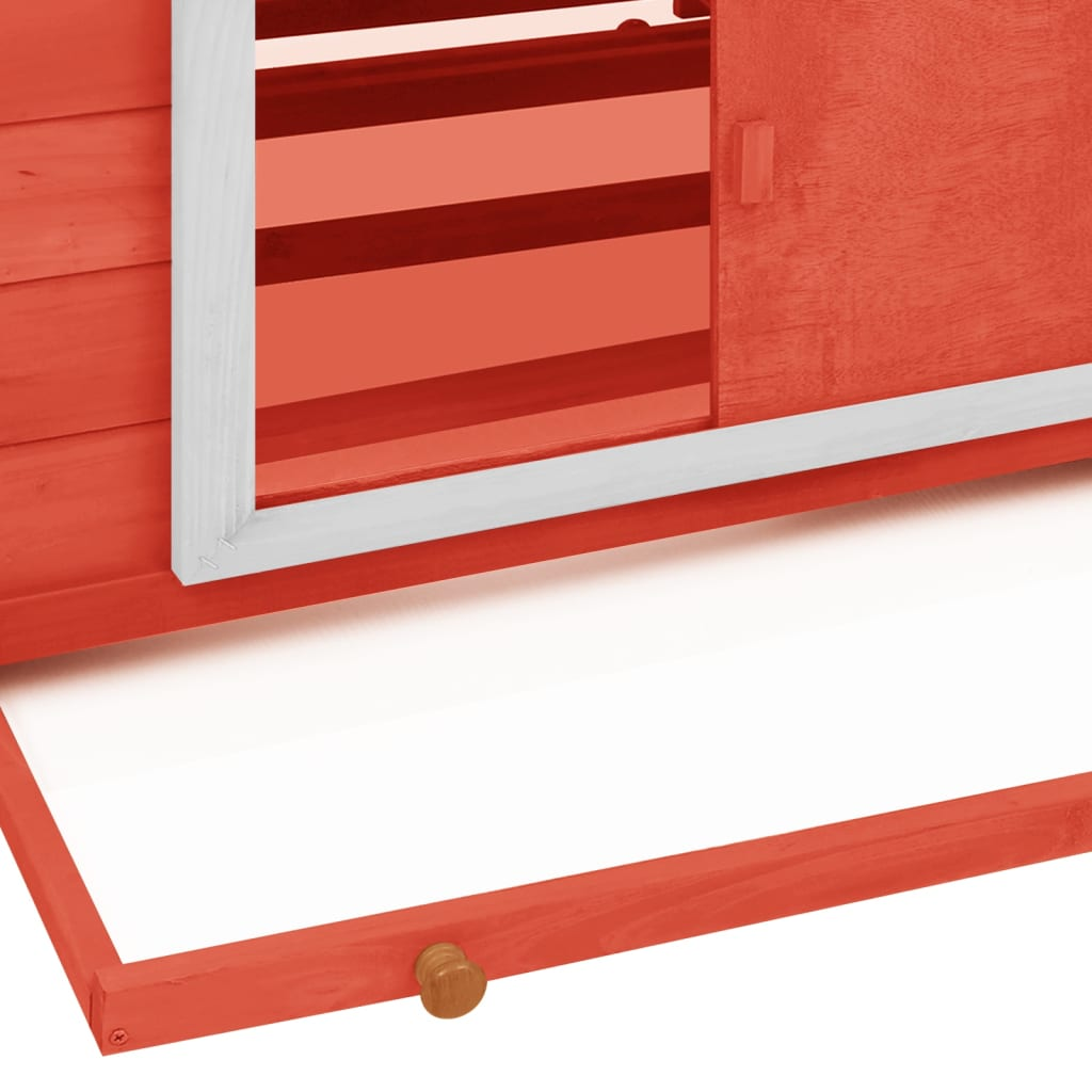 vidaXL Chicken Coop Red and White 59.8"x37.7"x43.3" Solid Firwood