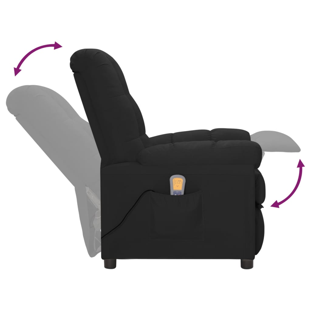 vidaXL Massage Recliner Black Fabric