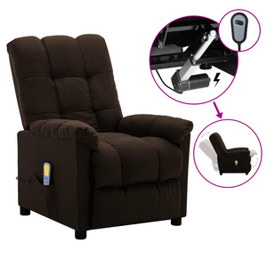 vidaXL Electric Massage Recliner Dark Brown Fabric