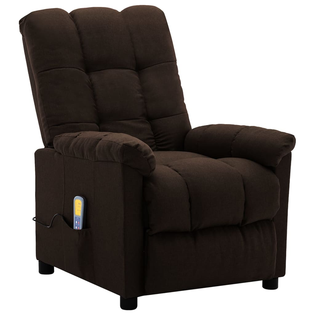 vidaXL Electric Massage Recliner Dark Brown Fabric