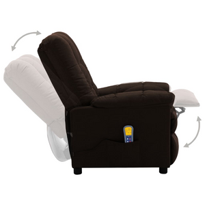 vidaXL Electric Massage Recliner Dark Brown Fabric