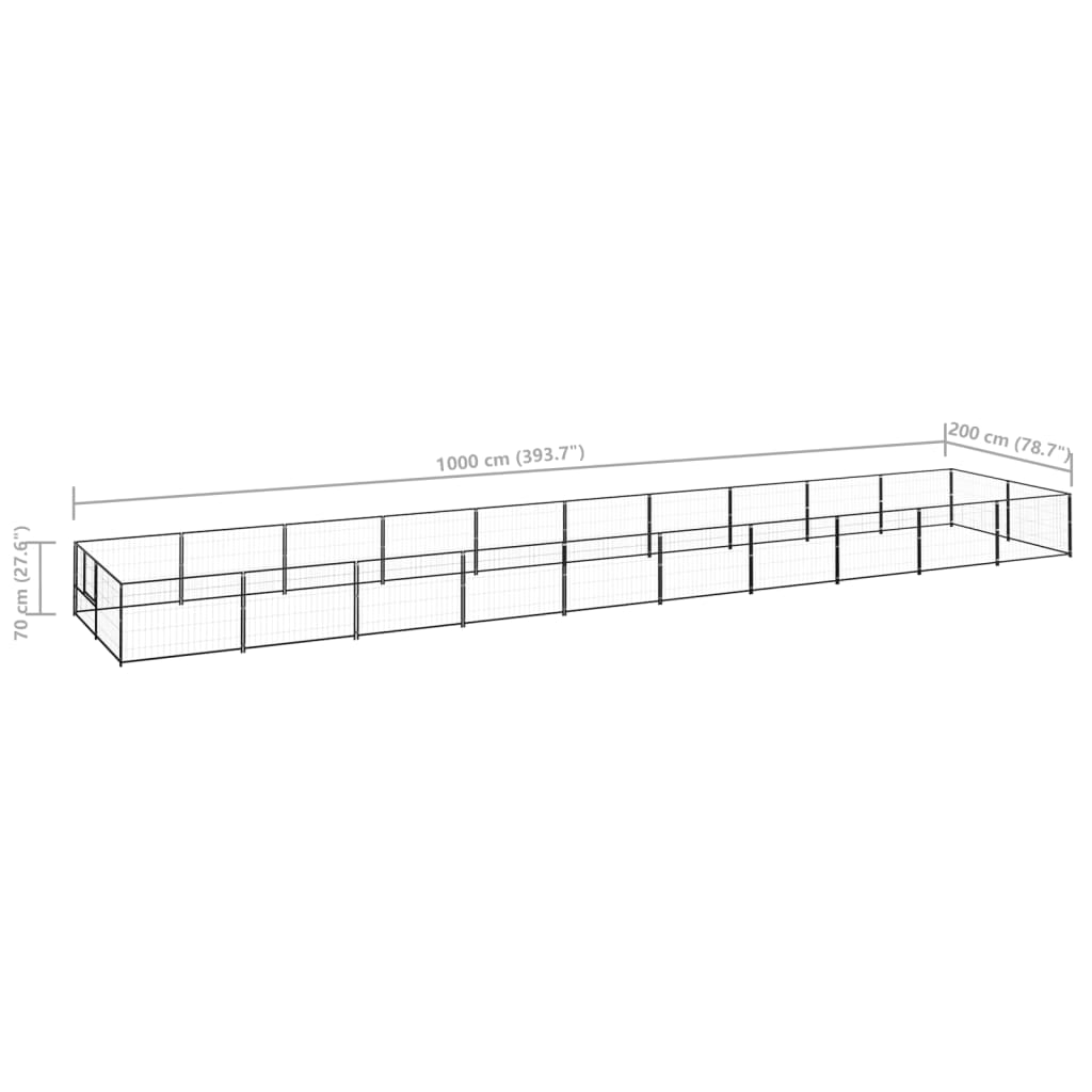 vidaXL Dog Kennel Black 215.3 ft² Steel