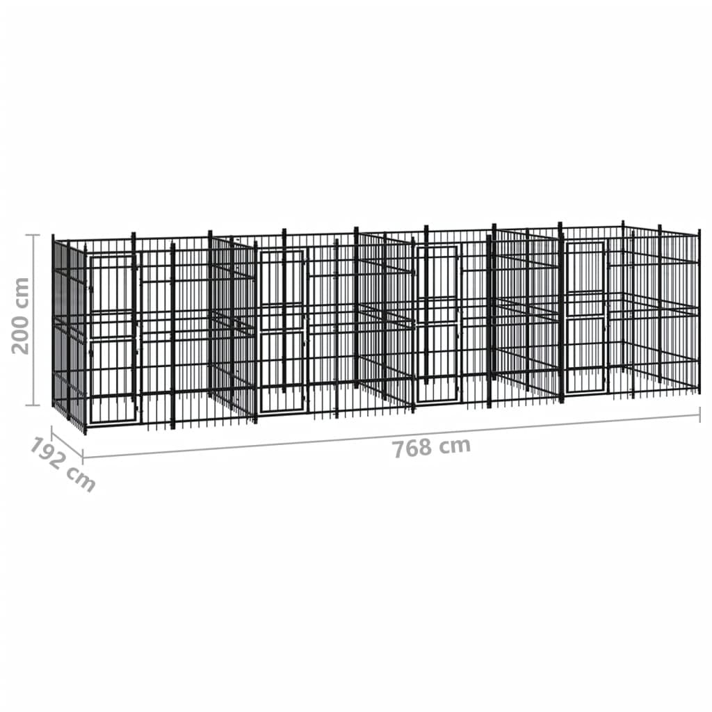 vidaXL Outdoor Dog Kennel Steel 158.8 ft²