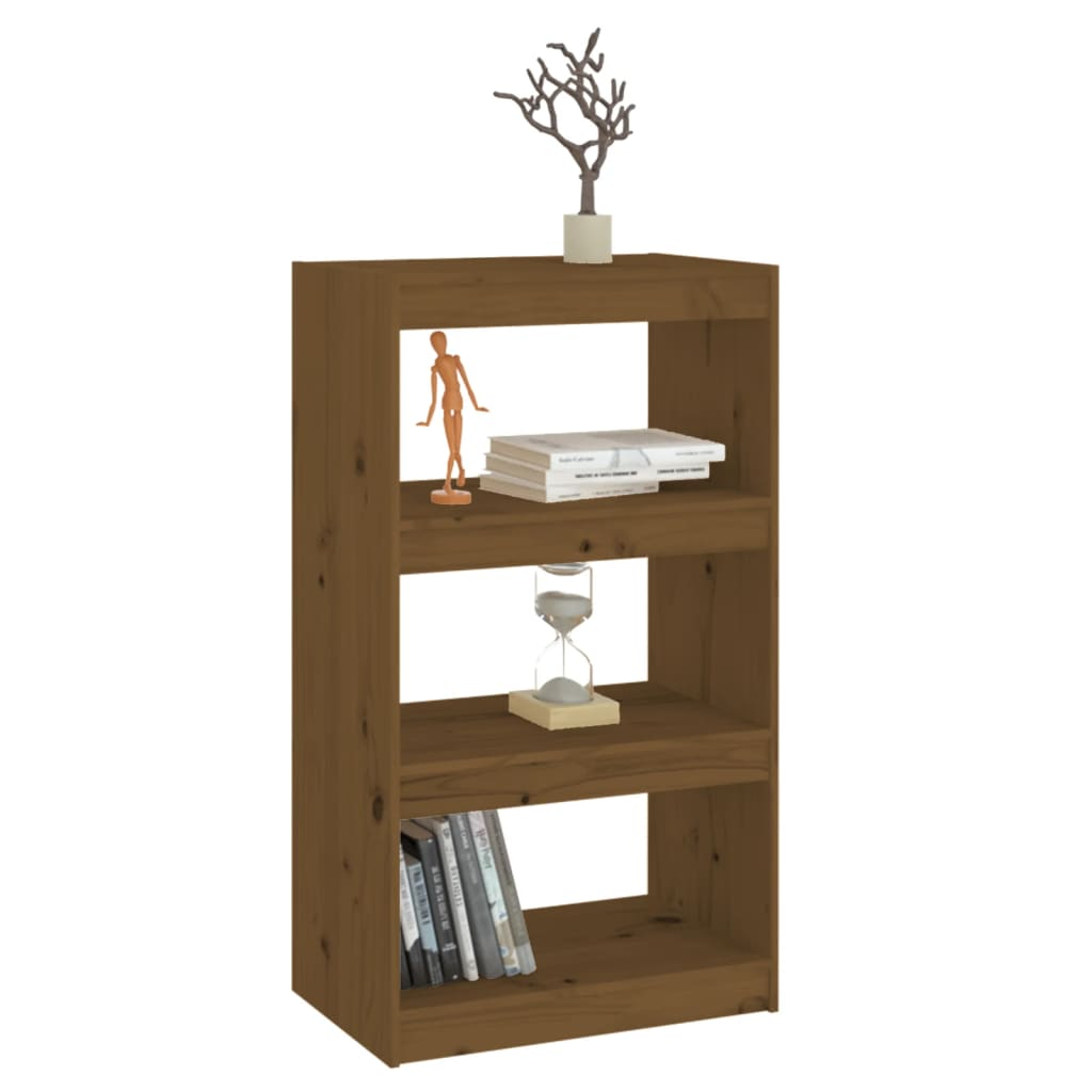 vidaXL Book Cabinet/Room Divider Honey Brown 23.6"x11.8"x40.7" Wood Pine