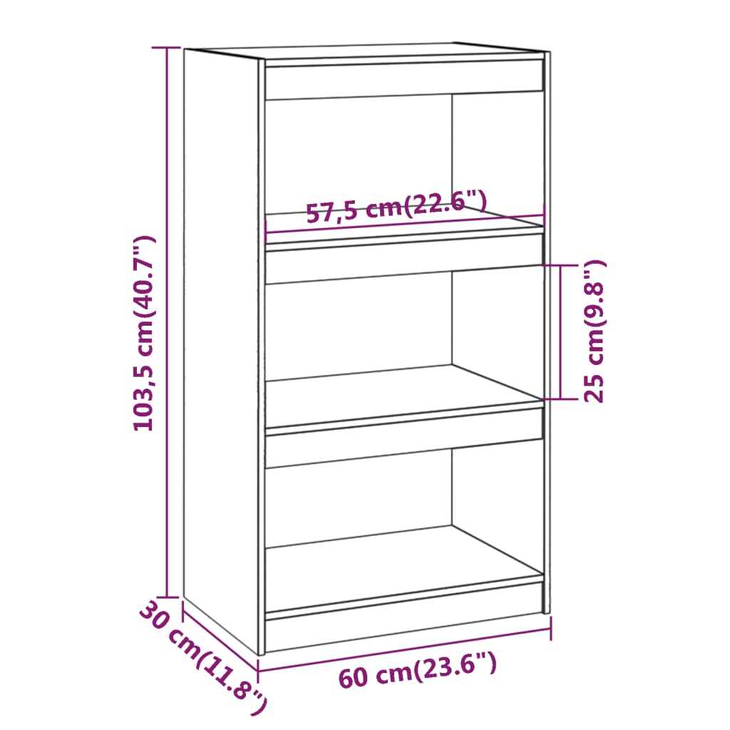 vidaXL Book Cabinet/Room Divider Honey Brown 23.6"x11.8"x40.7" Wood Pine