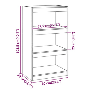 vidaXL Book Cabinet/Room Divider Honey Brown 23.6"x11.8"x40.7" Wood Pine