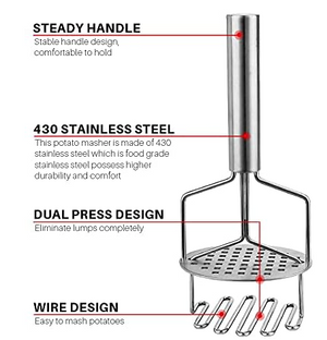 Stainless Steel Dual Press Potato Ricer and Potato Masher