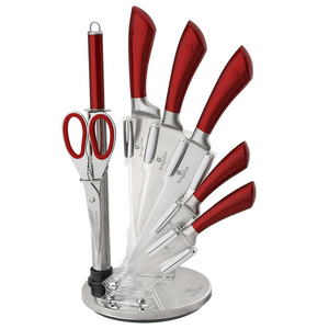 8-Piece Knife Set w/ Acrylic Stand Burgundy Collection