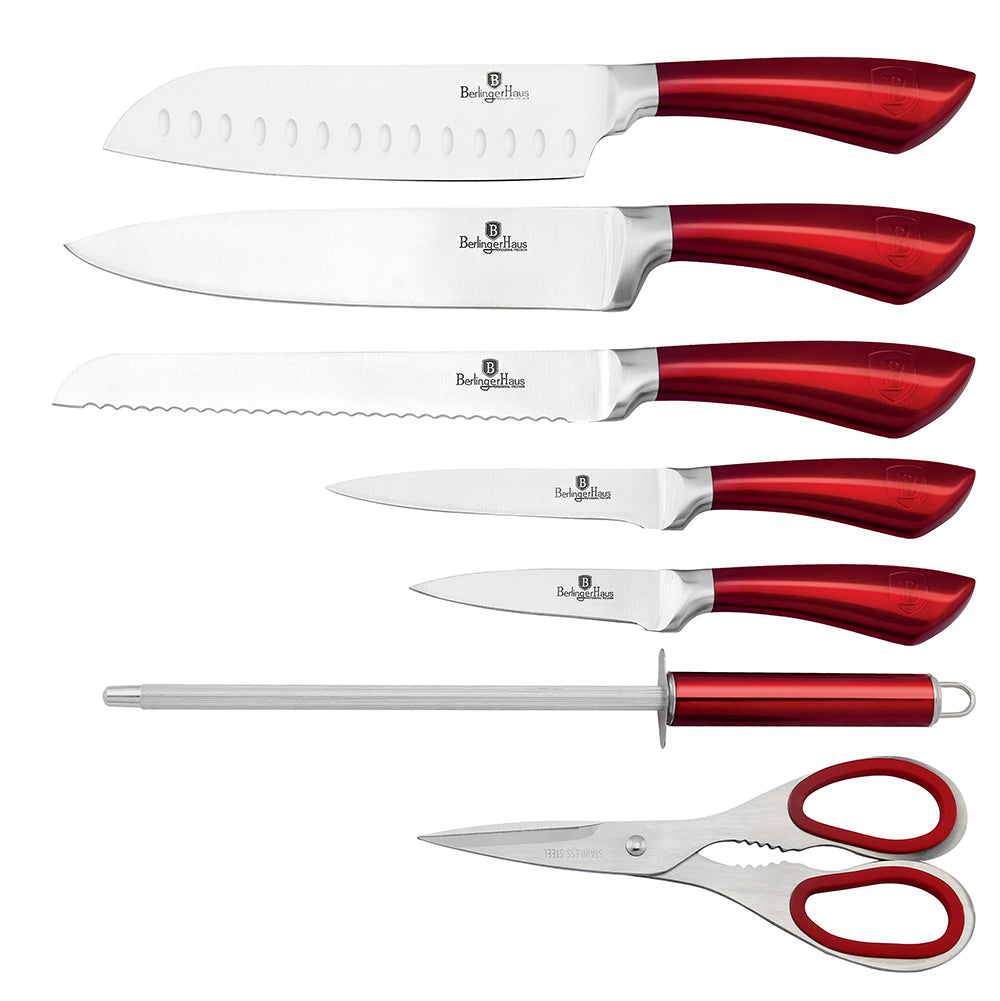 8-Piece Knife Set w/ Acrylic Stand Burgundy Collection